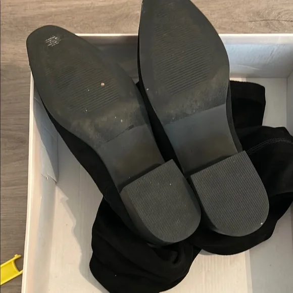 JustFab Black Over the Knee Boots with Faux Suede Texture - Picture 5 of 6